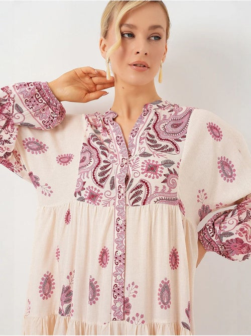 Robe longue imprimée à col en v bdart - Kiabi Robe longue imprimée à col en v bdart - Kiabi