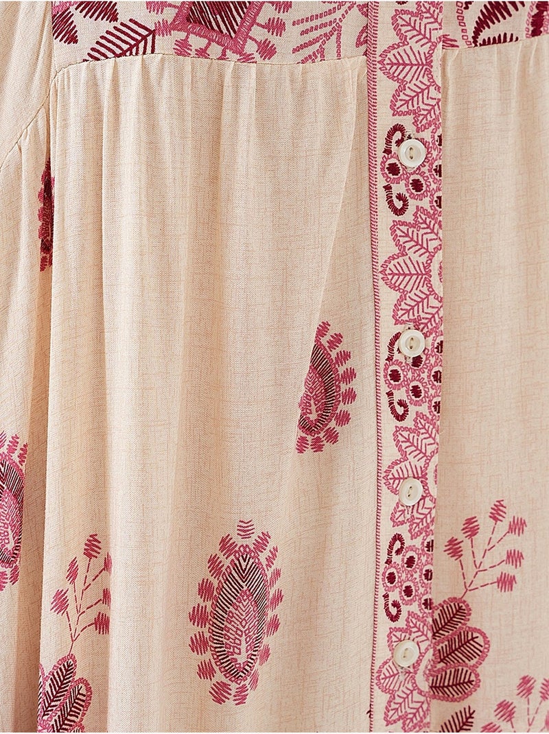 Robe longue imprimée à col en v bdart Rose pâle - Kiabi