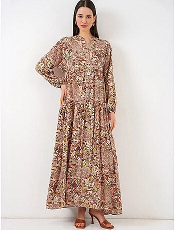 Robe longue imprimée à col en v bdart