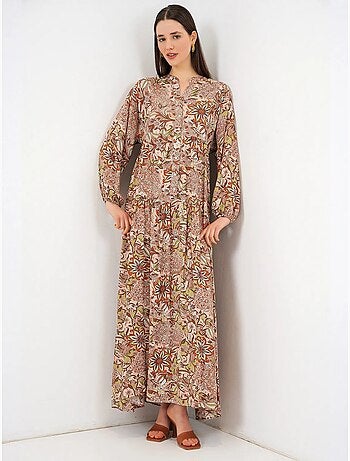 Robe longue imprimée à col en v bdart