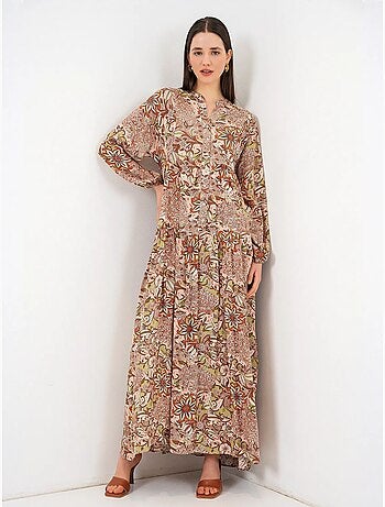 Robe longue imprimée à col en v bdart