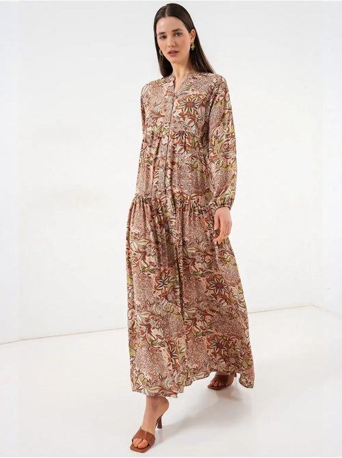 Robe longue imprimée à col en v bdart - Kiabi Robe longue imprimée à col en v bdart - Kiabi
