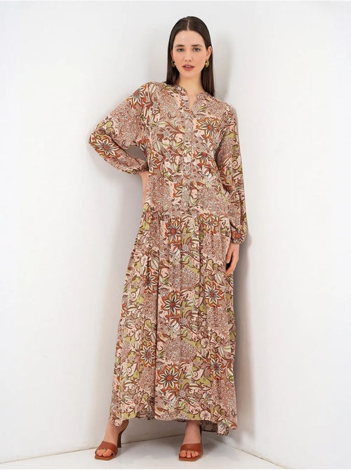 Robe longue imprimée à col en v bdart - Kiabi Robe longue imprimée à col en v bdart - Kiabi