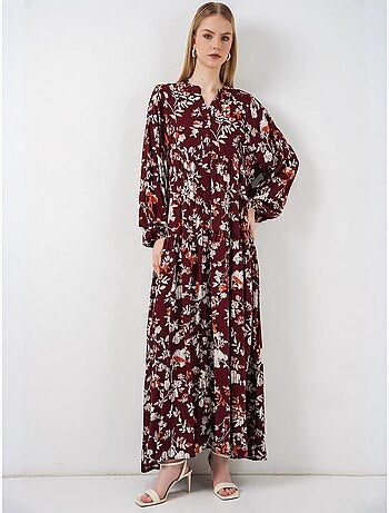 Robe longue imprimée à col en v bdart