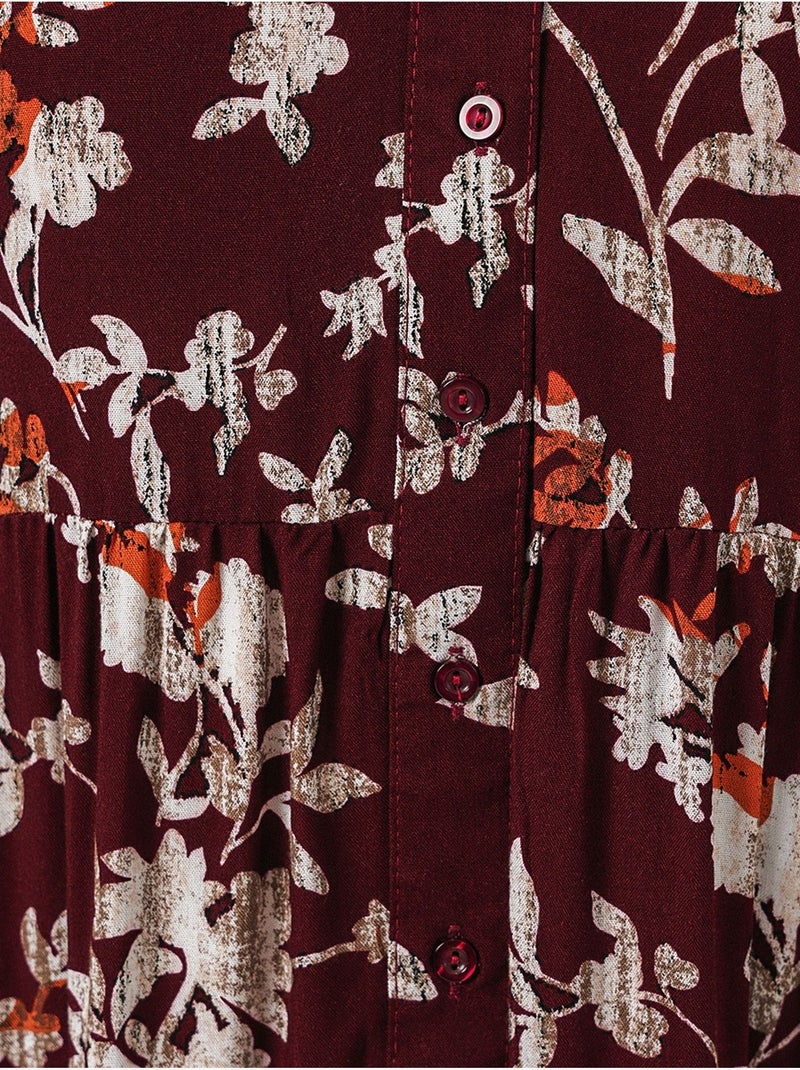 Robe longue imprimée à col en v bdart Rouge foncé - Kiabi