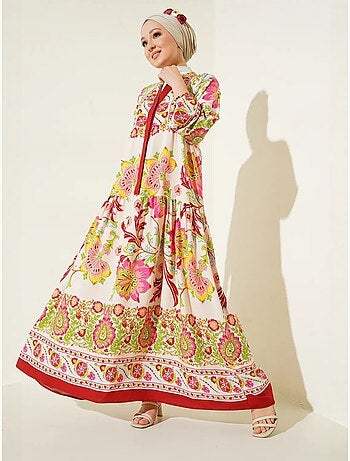Robe longue imprimée à col en v bdart