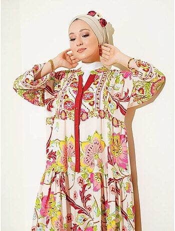 Robe longue imprimée à col en v bdart