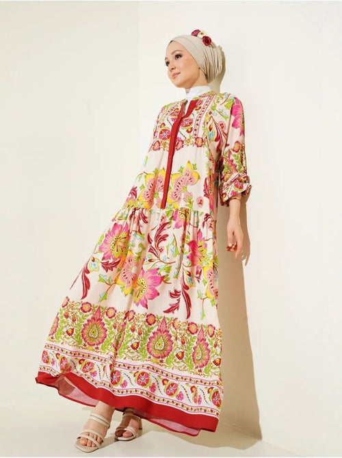 Robe longue imprimée à col en v bdart - Kiabi Robe longue imprimée à col en v bdart - Kiabi