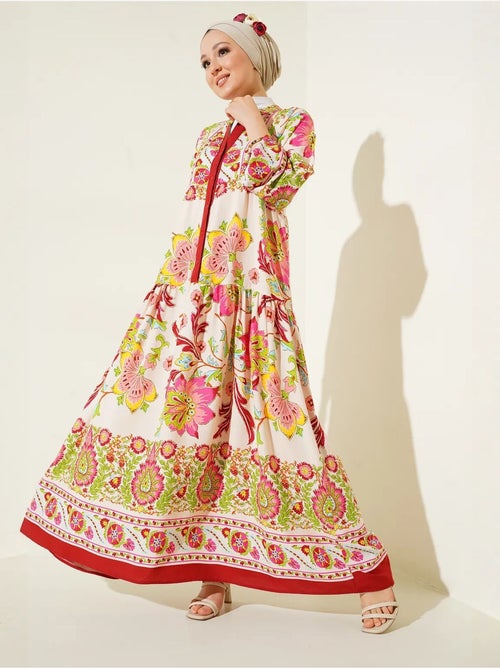 Robe longue imprimée à col en v bdart - Kiabi Robe longue imprimée à col en v bdart - Kiabi
