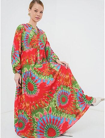 Robe longue imprimée à col en v bdart