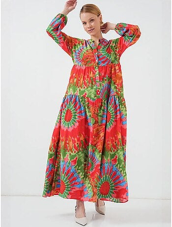 Robe longue imprimée à col en v bdart