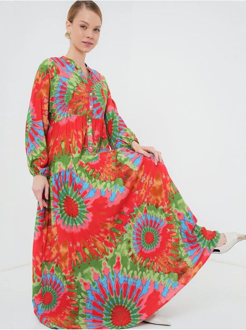 Robe longue imprimée à col en v bdart - Kiabi Robe longue imprimée à col en v bdart - Kiabi