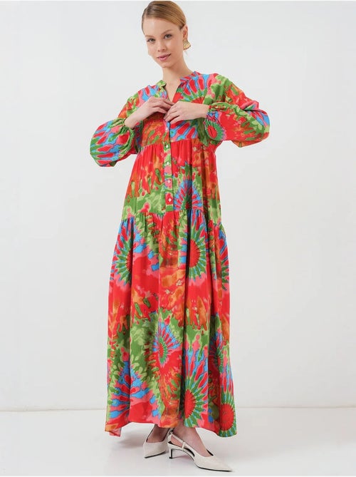 Robe longue imprimée à col en v bdart - Kiabi Robe longue imprimée à col en v bdart - Kiabi