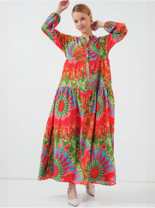 Robe longue imprimée à col en v bdart - Kiabi Robe longue imprimée à col en v bdart - Kiabi