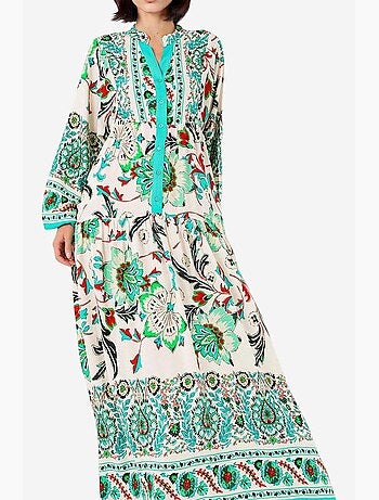Robe longue imprimée à col en v bdart