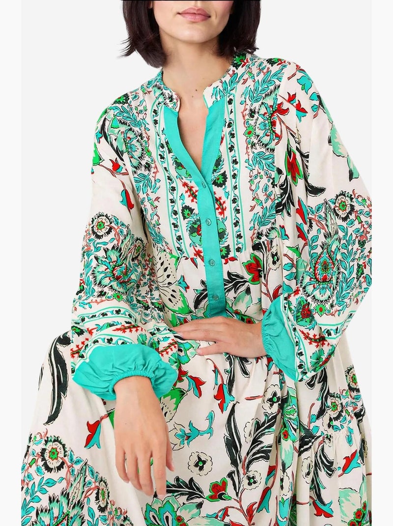 Robe longue imprimée à col en v bdart Turquoise - Kiabi