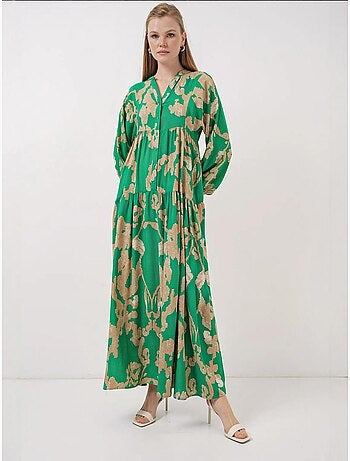 Robe longue imprimée à col en v bdart