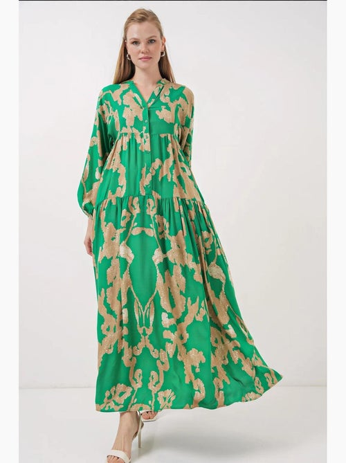 Robe longue imprimée à col en v bdart - Kiabi Robe longue imprimée à col en v bdart - Kiabi