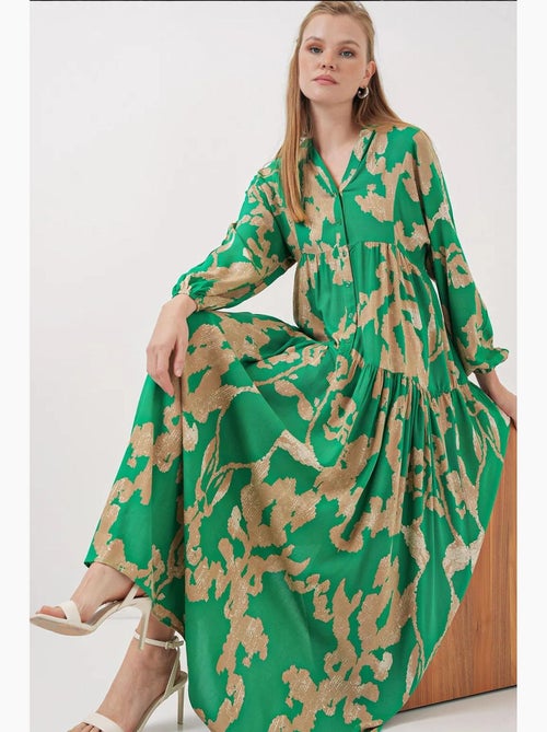 Robe longue imprimée à col en v bdart - Kiabi Robe longue imprimée à col en v bdart - Kiabi