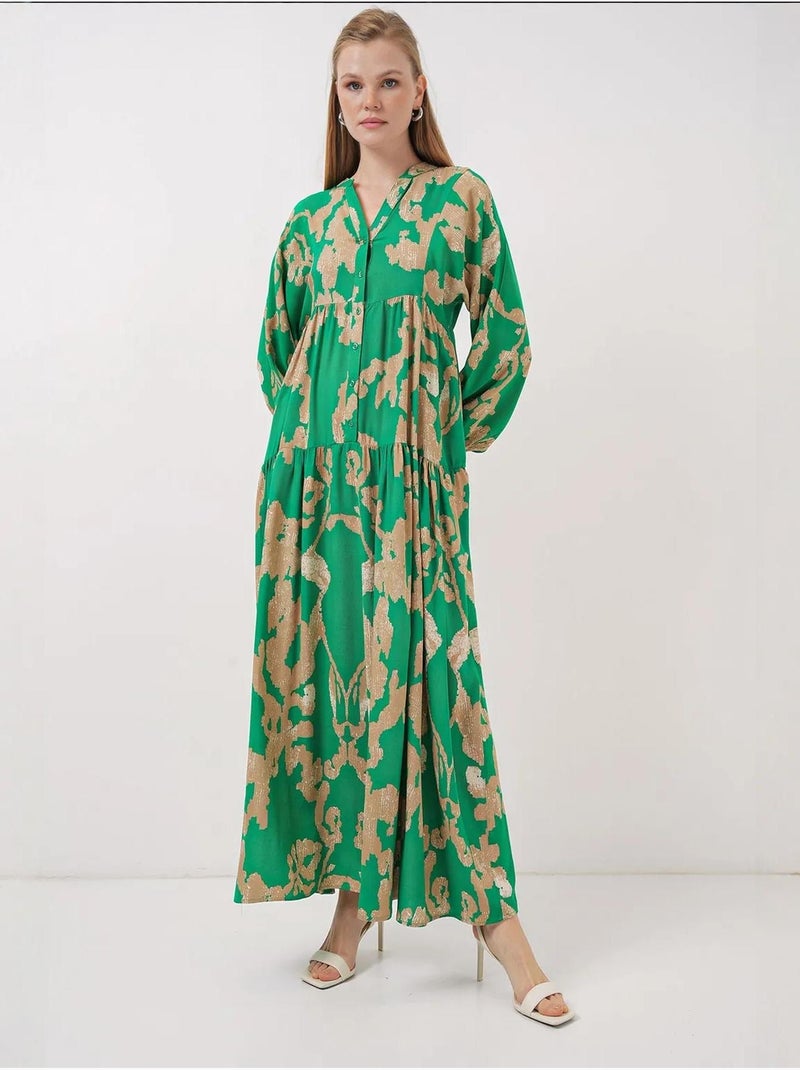 Robe longue imprimée à col en v bdart Vert anis - Kiabi