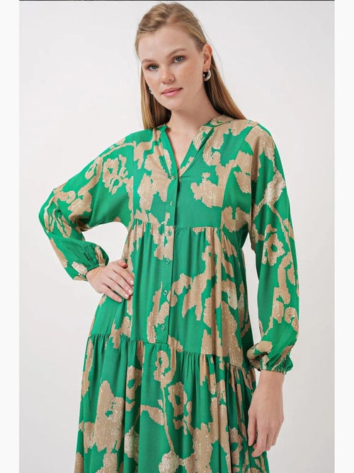 Robe longue imprimée à col en v bdart - Kiabi Robe longue imprimée à col en v bdart - Kiabi