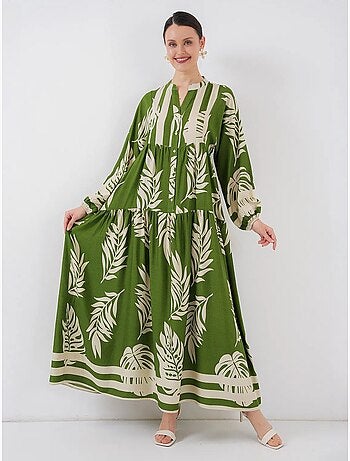 Robe longue imprimée à col en v bdart