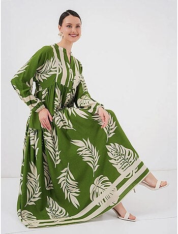 Robe longue imprimée à col en v bdart