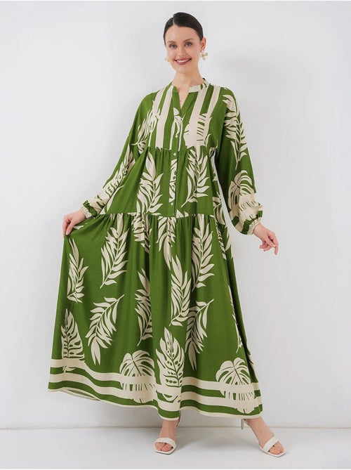 Robe longue imprimée à col en v bdart - Kiabi Robe longue imprimée à col en v bdart - Kiabi