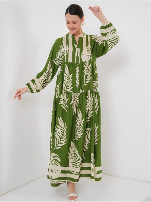 Robe longue imprimée à col en v bdart - Kiabi Robe longue imprimée à col en v bdart - Kiabi