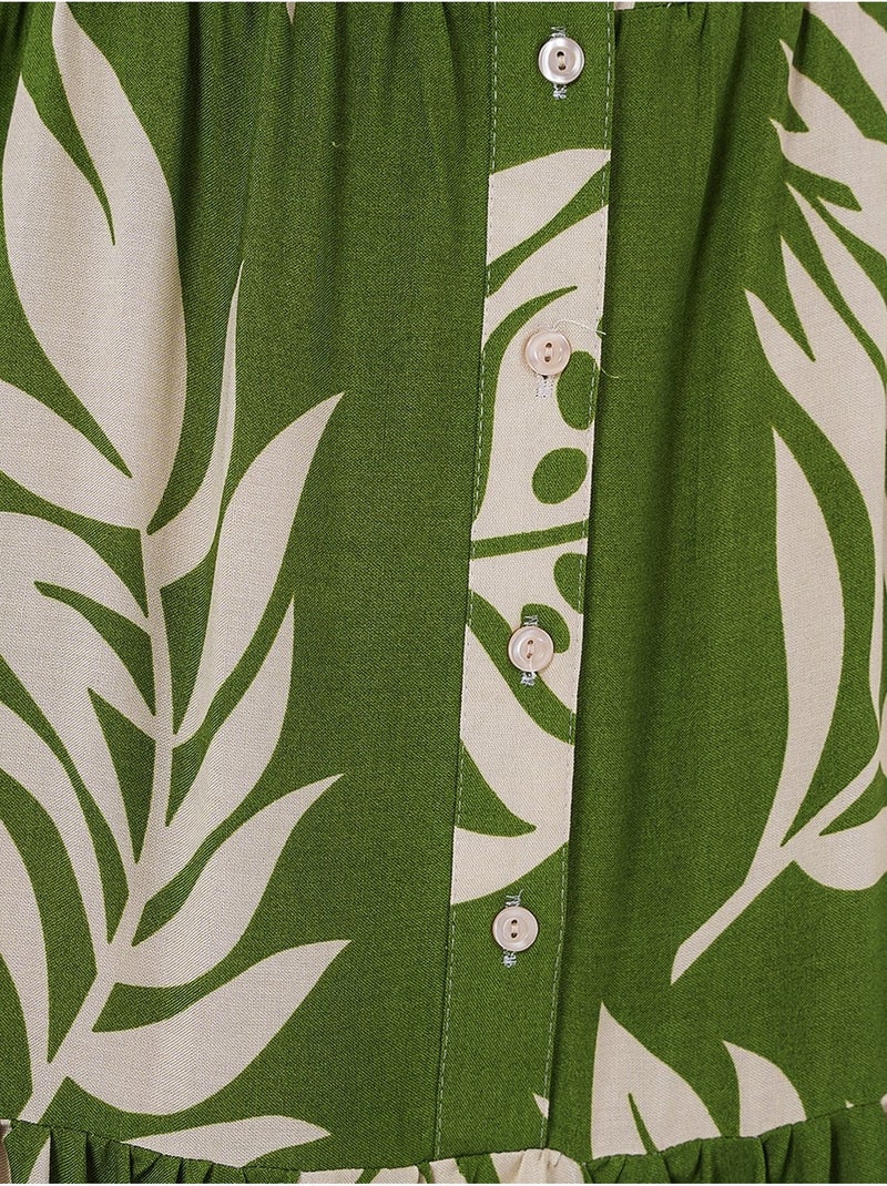Robe longue imprimée à col en v bdart Vert bouteille - Kiabi