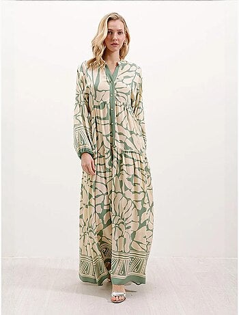 Robe longue imprimée à col en v bdart