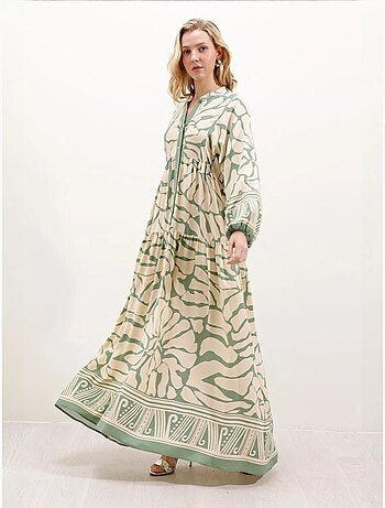 Robe longue imprimée à col en v bdart