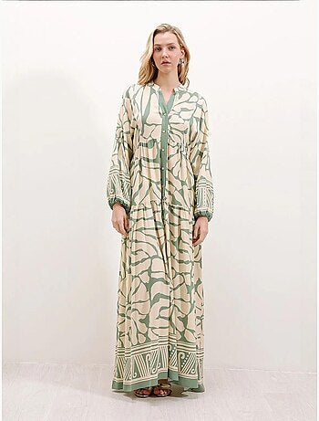 Robe longue imprimée à col en v bdart