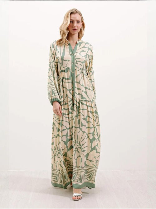 Robe longue imprimée à col en v bdart - Kiabi Robe longue imprimée à col en v bdart - Kiabi