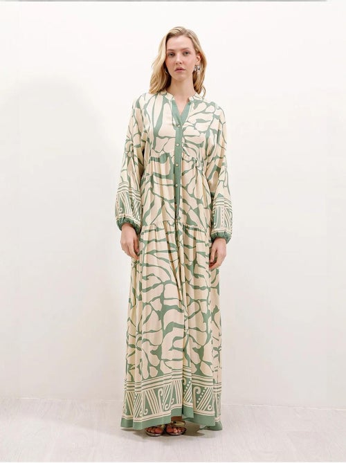 Robe longue imprimée à col en v bdart - Kiabi Robe longue imprimée à col en v bdart - Kiabi