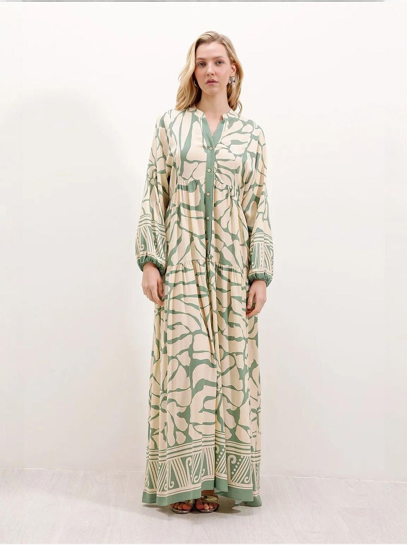 Robe longue imprimée à col en v bdart Vert clair - Kiabi