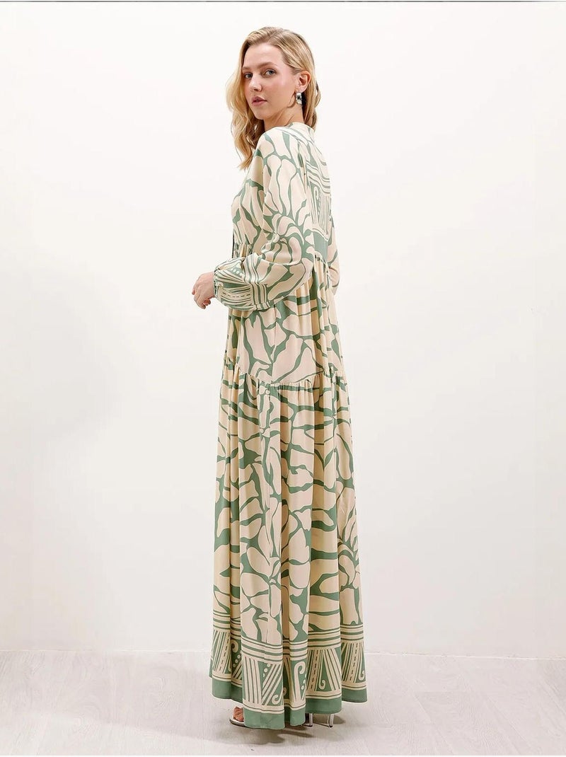 Robe longue imprimée à col en v bdart Vert clair - Kiabi