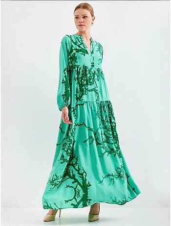 Robe longue imprimée à col en v bdart