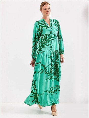 Robe longue imprimée à col en v bdart