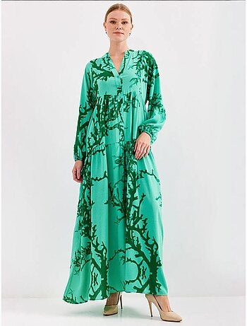 Robe longue imprimée à col en v bdart