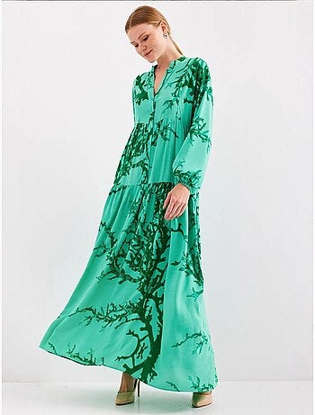 Robe longue imprimée à col en v bdart