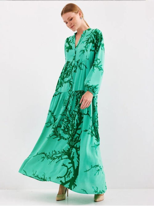 Robe longue imprimée à col en v bdart - Kiabi Robe longue imprimée à col en v bdart - Kiabi