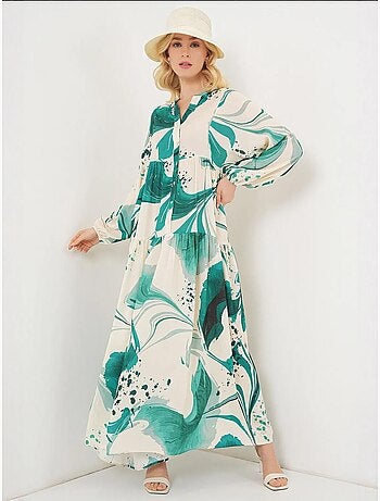 Robe longue imprimée à col en v bdart