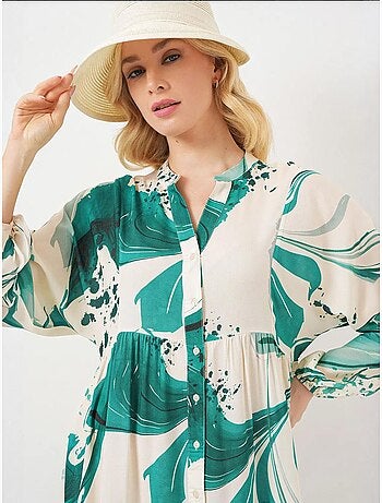 Robe longue imprimée à col en v bdart