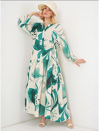 Robe longue imprimée à col en v bdart
