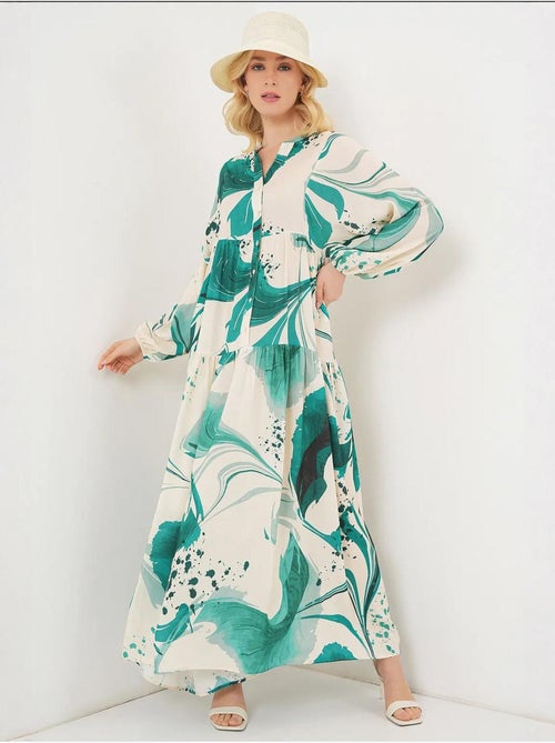 Robe longue imprimée à col en v bdart - Kiabi Robe longue imprimée à col en v bdart - Kiabi