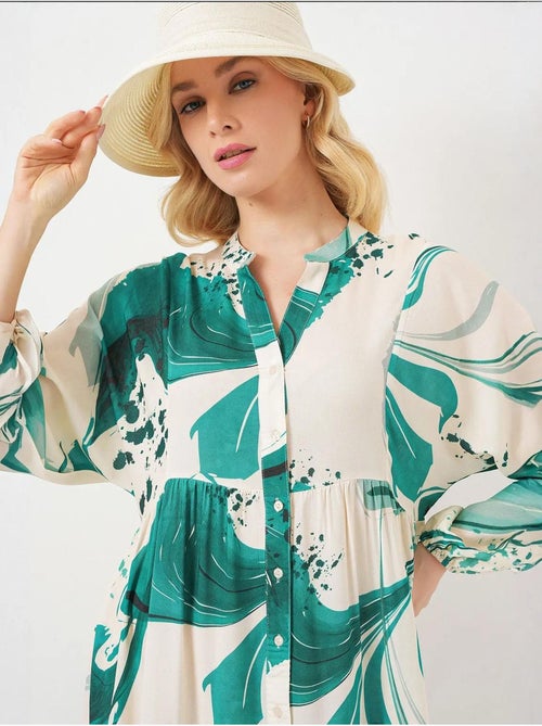Robe longue imprimée à col en v bdart - Kiabi Robe longue imprimée à col en v bdart - Kiabi