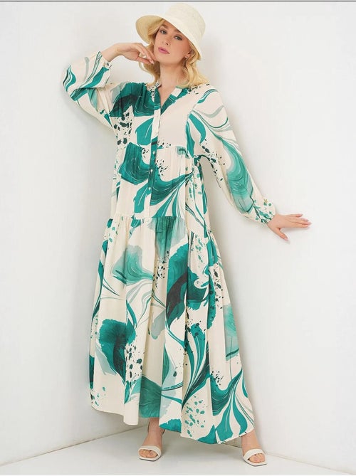 Robe longue imprimée à col en v bdart - Kiabi Robe longue imprimée à col en v bdart - Kiabi