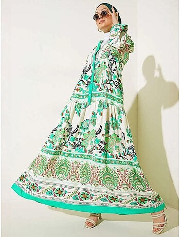 Robe longue imprimée à col en v bdart