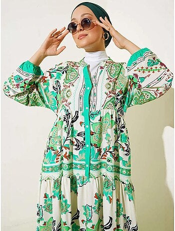Robe longue imprimée à col en v bdart